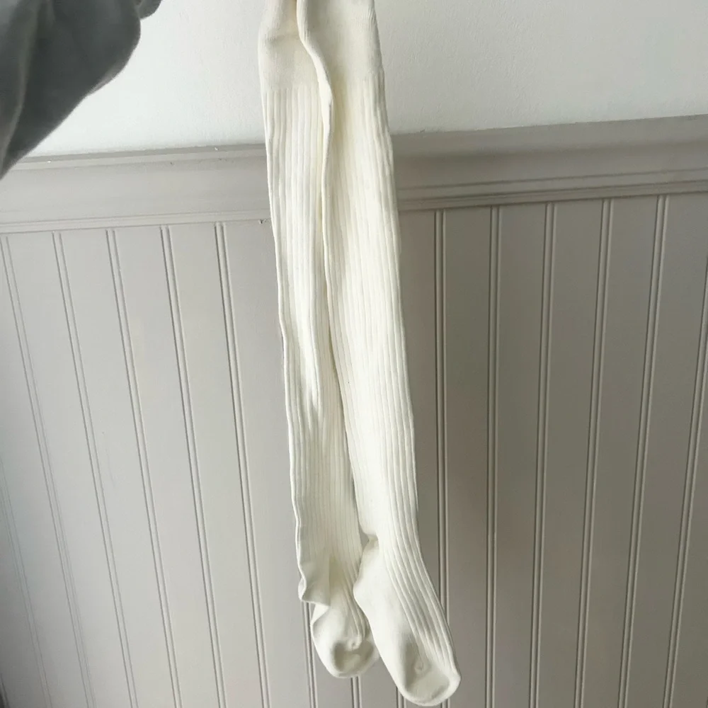Long Cream Women's Ribbed Knee High Socks